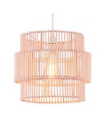 Rattan Double Cylinder Easyfit Shade, Matte Pink