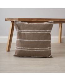 Riga Cushion, Taupe by small coffee table