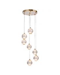 Rimi 7 Light LED Cluster Ceiling Pendant, Satin Brass