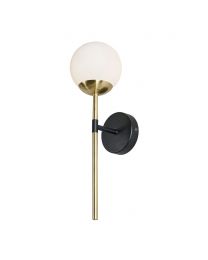 Sadie Bathroom Wall Light, Black and Brass