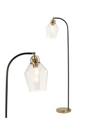 Saskia Bubble Glass Arc Floor Lamp, Satin Brass