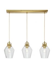 Saskia Bubble Glass Diner Pendant Bar, Satin Brass