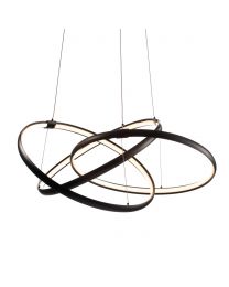 Sola LED Triple Ring Ceiling Pendant, Matt Black