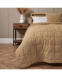 Square Stitch Quilted Bedspread, Sand