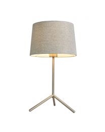 Stassy Tripod Feet Table Lamp with Grey Shade, Satin Nickel