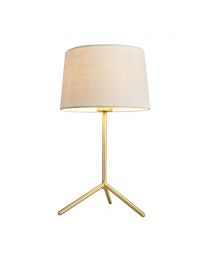 Stassy Tripod Feet Table Lamp with Light Grey Shade, Satin Brass