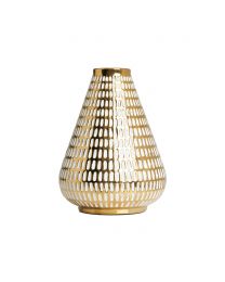 Textured Ceramic Vase, Gold and White