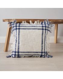 Tula Check Cushion, Navy by small coffee table