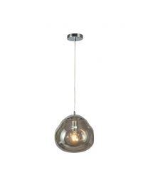 Wilder Ceiling Pendant Light with Smoked Glass Shade, Chrome