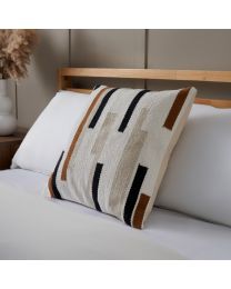 Woven Stripe Cushion, Multi Coloured on bed