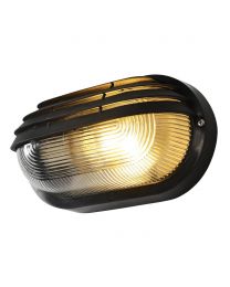 Wyre Oval Outdoor Bulkhead Eyelid Wall Light, Black