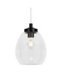 Zeta Clear Glass Bathroom Ceiling Pendant, Satin Black