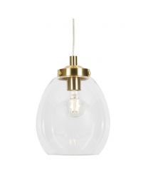 Zeta Clear Glass Bathroom Ceiling Pendant, Satin Brass