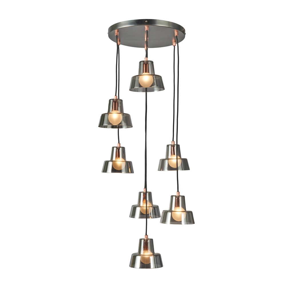 Demi Ceiling Pendant Light with Glass Shades, Pewter