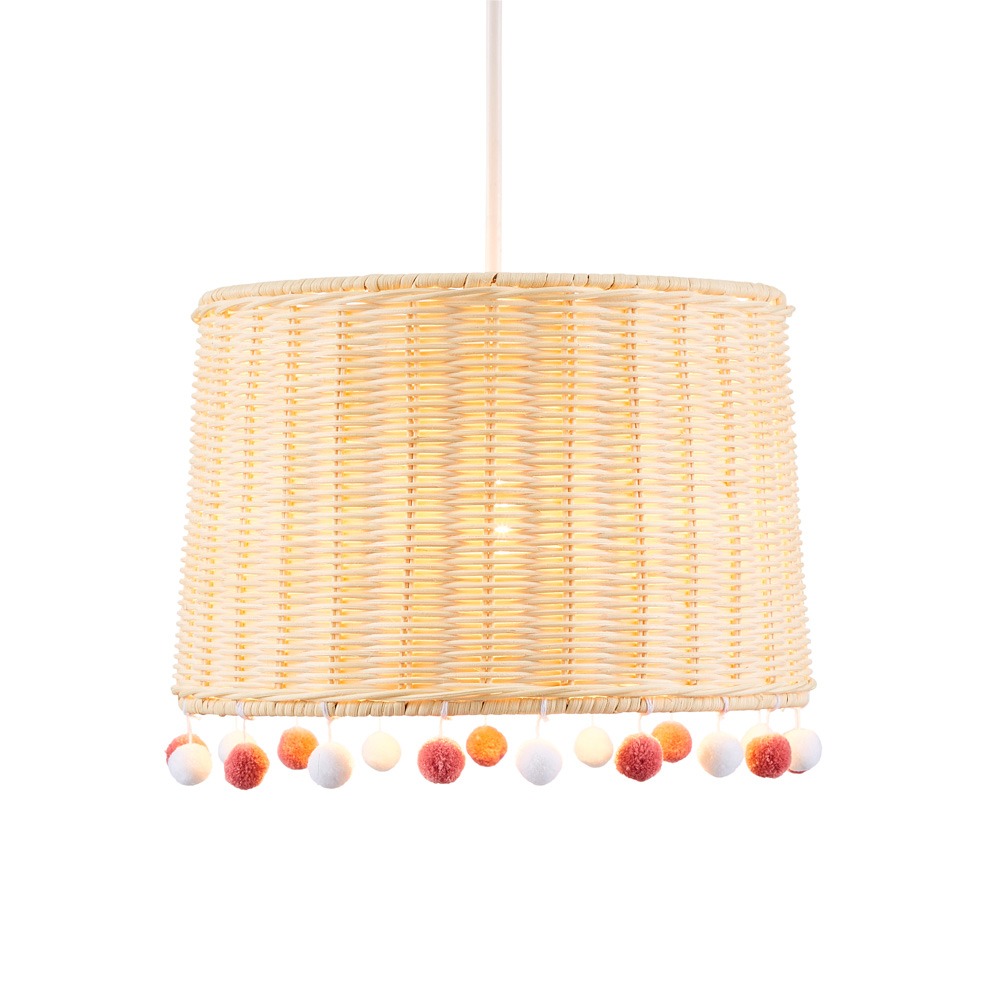 Glow Rattan Pom Pom Easy Fit Shade, Natural