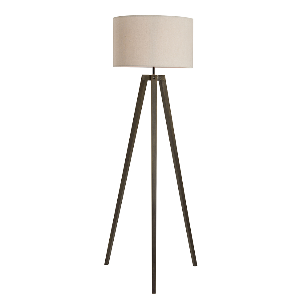 Keeley Wooden Tripod Floor Lamp, Dark Walnut