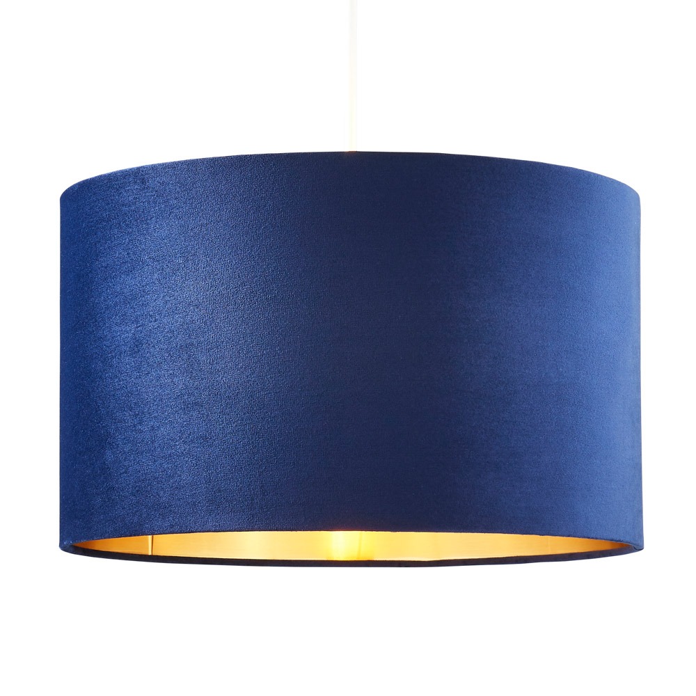 Large Velvet Easyfit Shade, Navy and Brass