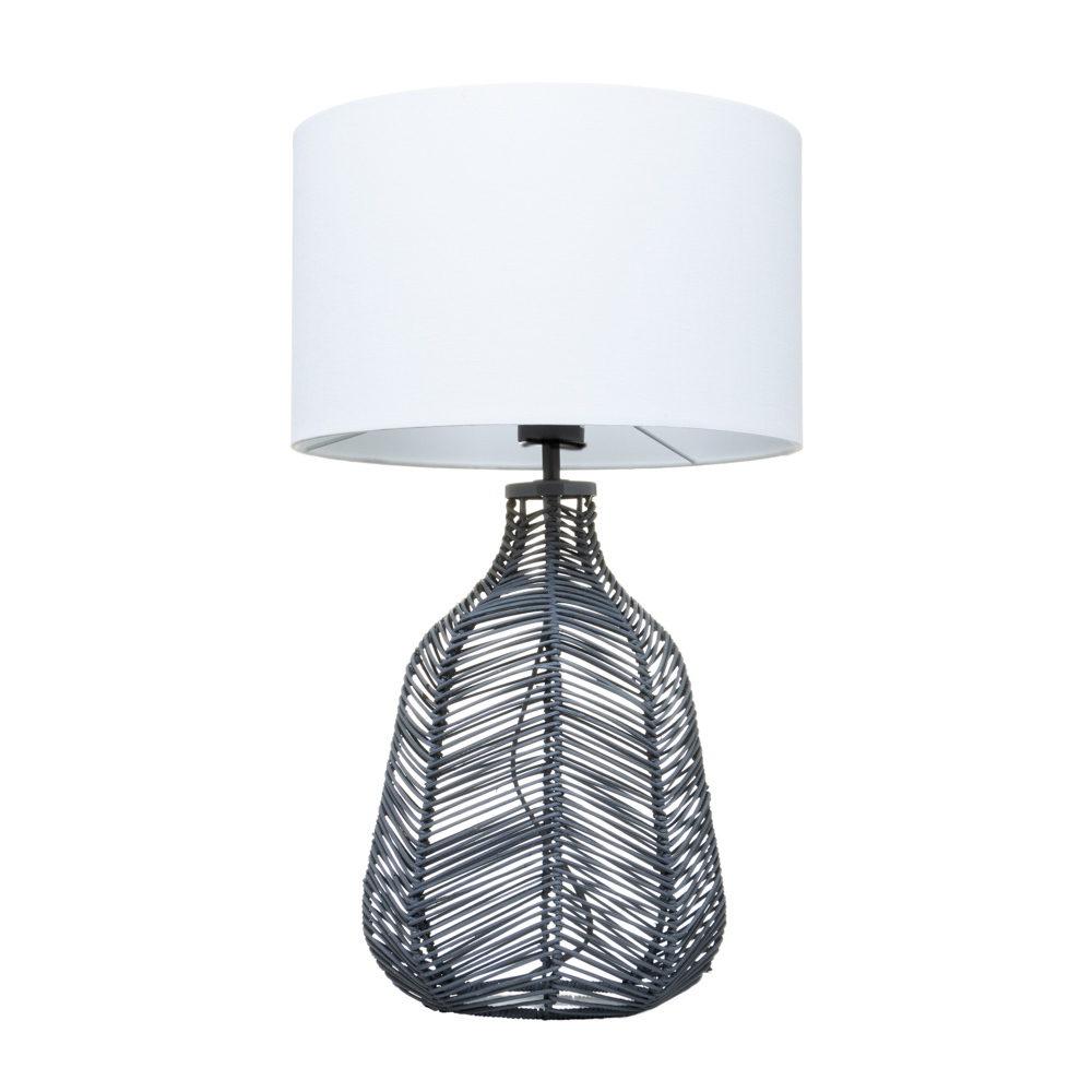 Leo Rattan Table Lamp, Grey