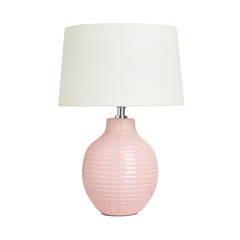 Nena Embossed Ceramic Table Lamp, Pink