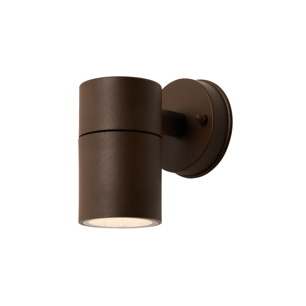 Roy Outdoor Down Wall Light with Tempered Glass, Rust