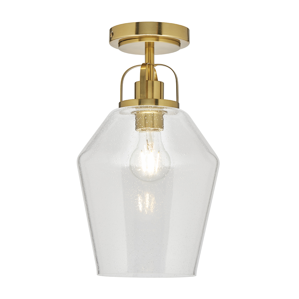 Saskia Bubble Glass Flush Ceiling Light, Satin Brass