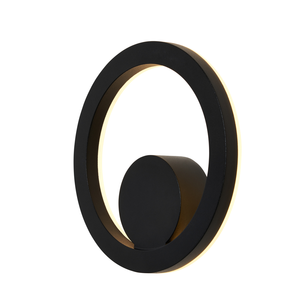 Sergio Outdoor LED Circular Wall Light, Black