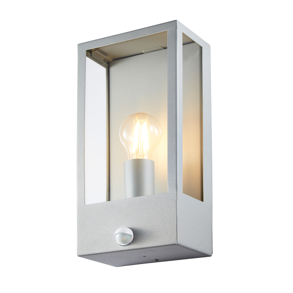 Wallace Outdoor Wall Light with PIR Sensor, Silver