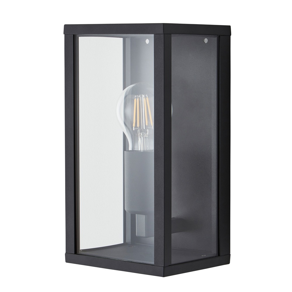 Waylon Outdoor Glass Panel Wall Light, Black