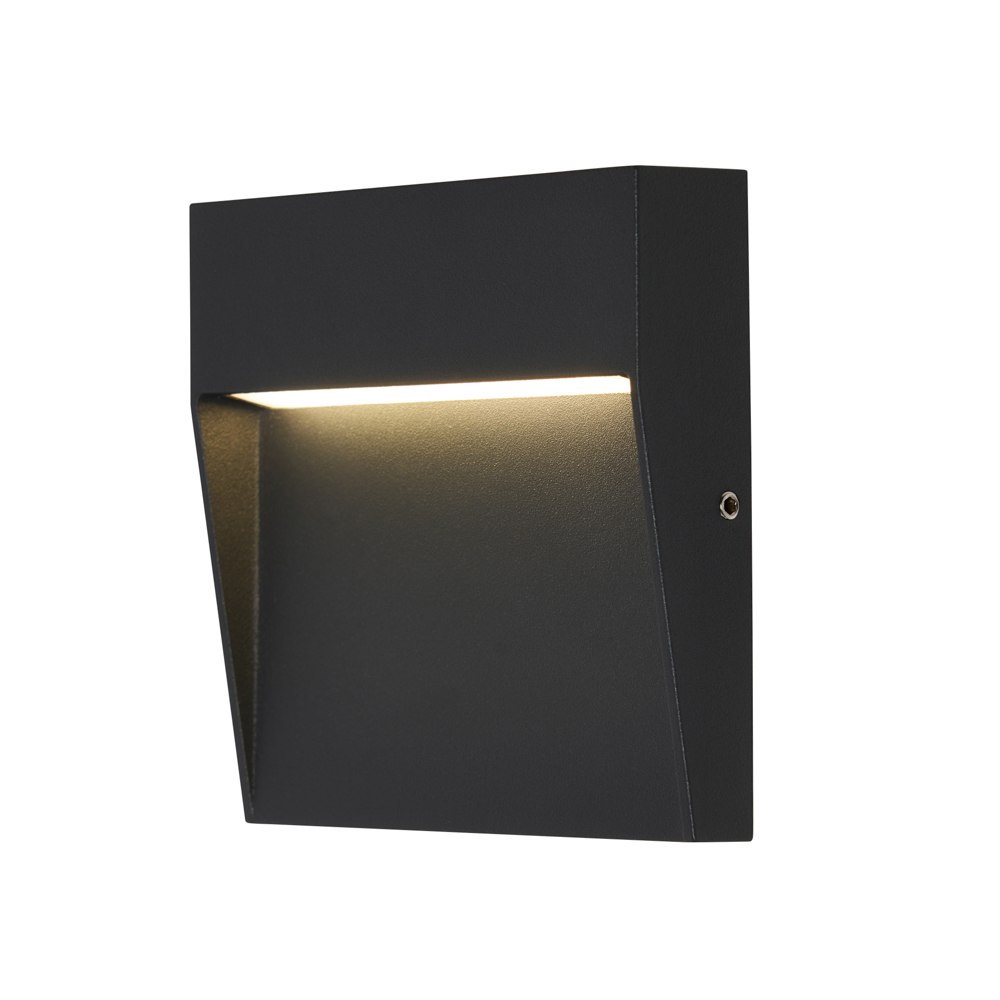 Zak Outdoor LED 10cm Square Wall Light, Anthracite