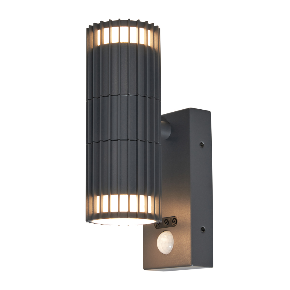 Zeb Outdoor Up and Down Wall Light with PIR Sensor, Anthracite