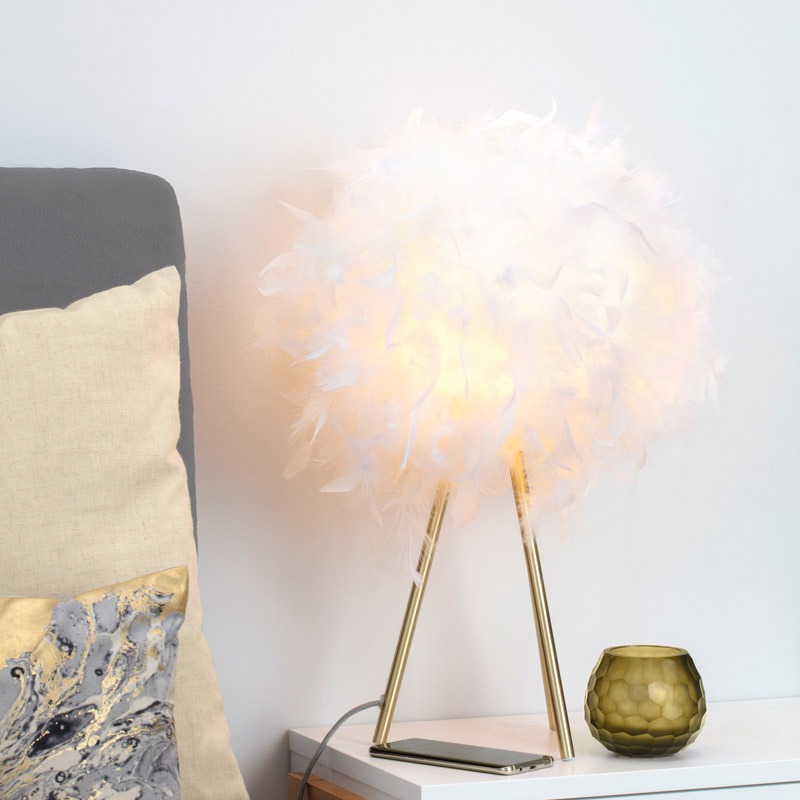 Plume Feather Tripod Table Lamp